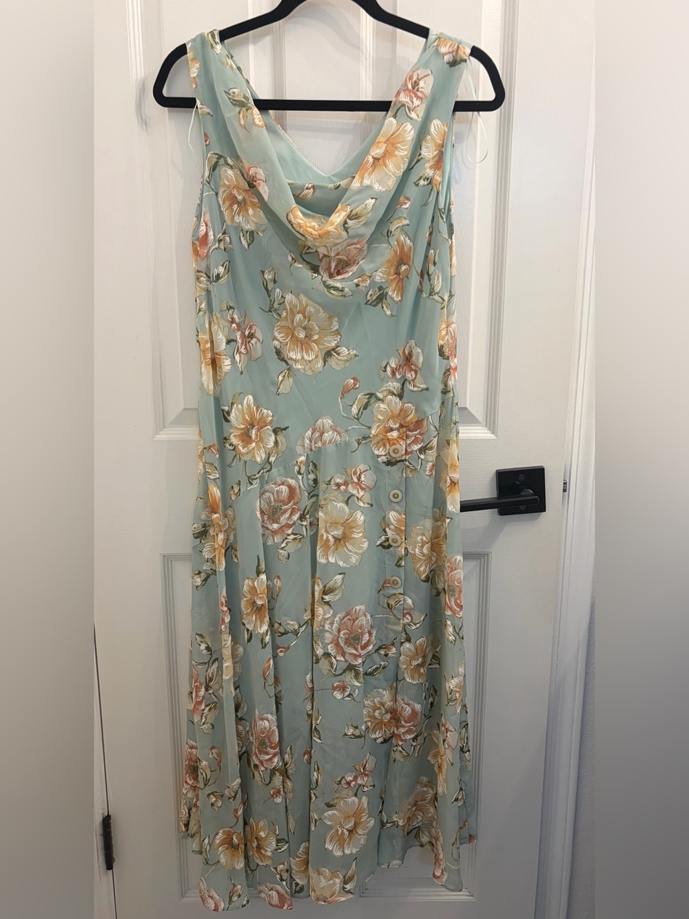 Floral Cowl Neck Midi Dress